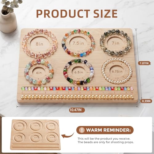 YCGY Premium Bamboo Bead Board for Jewelry Making, DIY Bracelet Beading Board with Compartments for Bracelet & Necklace Crafting and More