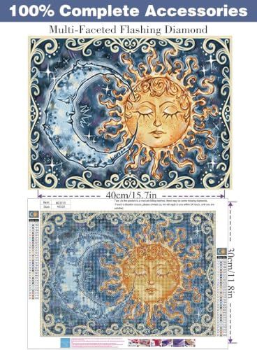 ijbnhd Sun and Moon Diamond Art Kits for Adults 16x12inch - color: Sun and Moon, size: 16x12in(40x30cm)