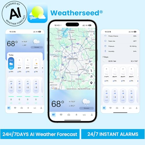 Sainlogic 14-in-1 Smart WiFi Weather Station, 8.5" Large Display, Weatherseed® AI 24H/7D Accurate Forecast, UV, Sun Light, Rain Gauge, Wind Gauge, 2-Year Data Storage & Export (2.4GHz WiFi Only)