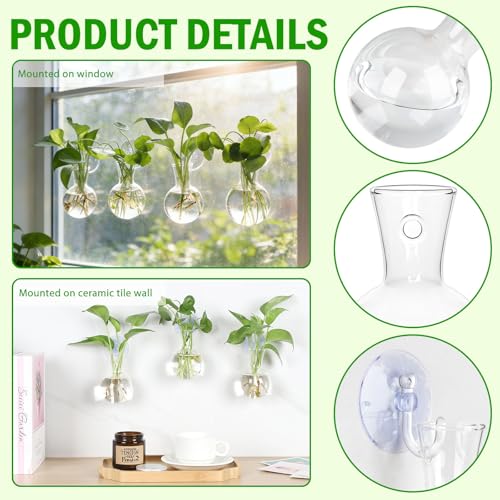 Bunmery 6 pcs Window Propagation Stations, Easy to Install Plant Propagation Bulbs with Suckion Cups, No Nails Wall Hanging Planter Propagation Station, Glass Plant Terrarium Vase - color: Clear Bulb, size: 6 PCS