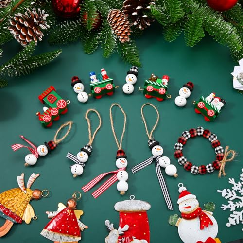 Landical 180 Piece Christmas Crafts Snowman Wooden Bead DIY, Classic Color - color: Classic Color