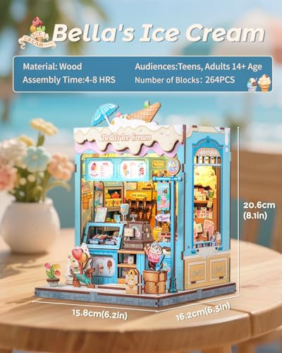CUTEBEE Book Nook, DIY Miniature House Kit, Ice Cream Shop Booknook - color: Bella's Ice Cream