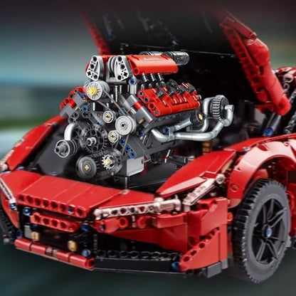 OWNONE 1 V8 Engine Model Kit that Work - 8-Cylinder Visible Engine Building Blocks Set with Motor, LED Light & APP Control - Build Your Own Engineering Kit, STEM Project for Adults & Kids (660 PCS) - color: Red