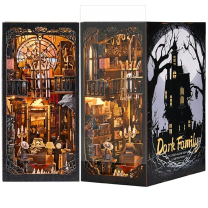 TOYQI Book Nook Kit, DIY Miniature Dollhouse Kit for Adults and Teens - color: Dark Family