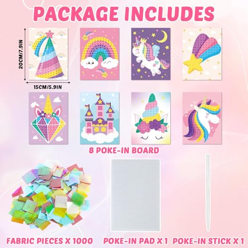 Lonfliness 8 Pcs Unicorn Poke in Craft Kits for Kids Mess Free DIY Art - style: Unicorn