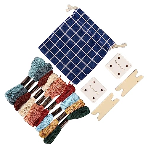 Pwshymi 30pcs Weaving Cards Set, Lightweight Portable Tablet Cards with Embroidery Thread Shuttle for DIY Crafts Scarf, Weaving Supplies Tablet Weaving Cards Herramientas y