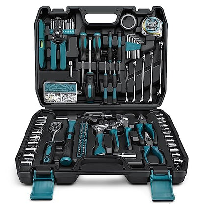 Sundpey 281 Pcs Home Tool Kit Portable Complete General Hand Tool Set Blue - color: Blue