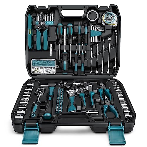 Sundpey 281 Pcs Home Tool Kit Portable Complete General Hand Tool Set Blue - color: Blue