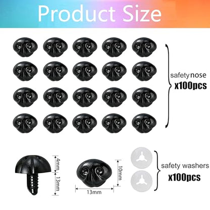 BESTCYC 200Pcs Safety Noses Dog Nose and Washers for Crochet Amigurumi - size: 10*13mm