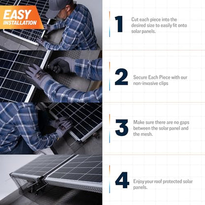 ROTAK Critter Guard PRO - 6in x 100ft Solar Panel Bird Prevention Roll Kit with 100 Fastener Clips - Heavy Duty Galvanized Black PVC Coated ½ inch Wire Roll Mesh (6" PRO + 100 Clips) - size: 6" x 100' with 100 Fastener Clips