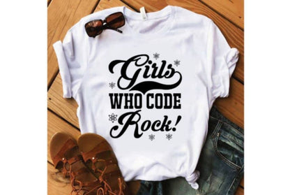 SEC Apparel Science Iron On Patches Decals Transfers Applique Letters for t Shirts Fabric Clothing | (Girls-who-Code-Rock) - style: Girls-who-code-rock