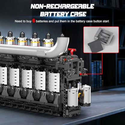 Mould King 10209 Aircraft Carrier Engine Building Sets, Intelligent Chip Drive Engine Model Kit that Runs, Build Your Own STEM Model Engine, Gift for Age 14+/Adult Collections Enthusiasts (3222+ PCS) - style: MK-10209 engine