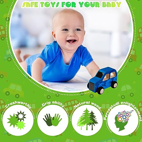 Chivao 24 Pcs Unfinished Wooden Cars, Kids Paintable DIY Toys,Classic Style - color: Classic Style