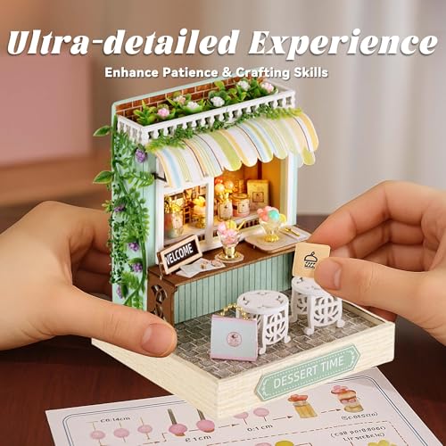 Flever Dollhouse Miniature DIY House Kit Creative Room with Furniture for Romantic Artwork Gift (Dessert Time) - color: Dessert Time