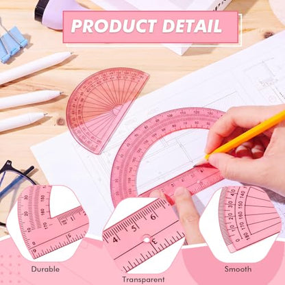 EBOOT 2 Pcs Plastic Protractors - color: Light Pink