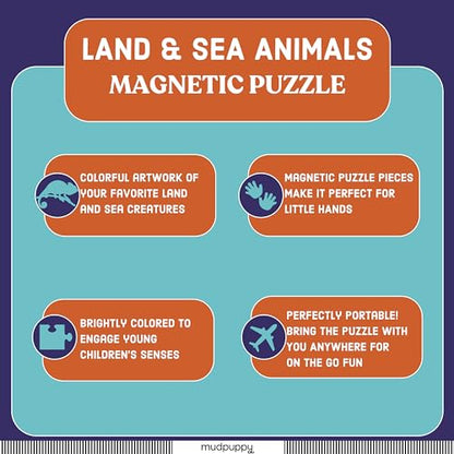 Mudpuppy - Land & Sea Animals - Set of Two 20 Piece Magnetic Puzzles - style: Land & Sea Animals