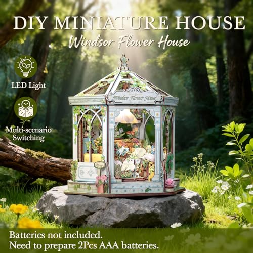Cutefun Book Nook Kit - DIY Miniature House Dollhouse Kit for Adults - color: Windsor Flower House