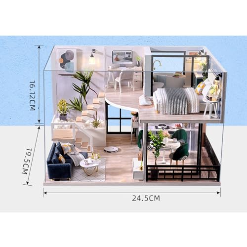 MAGQOO DIY Miniature Dollhouse Kit with Furniture 1:32 Scale Creative Room Mini Wooden Doll House Accessories DIY Miniature House Kit (Satisfied Time) - color: Satisfied Time