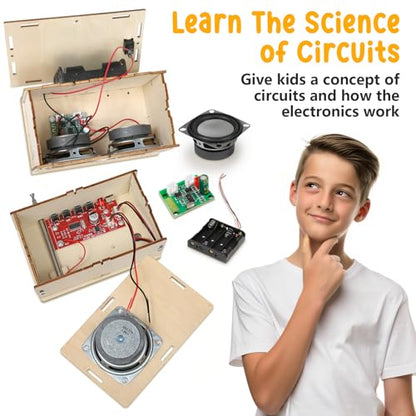 Stem Projects Toys for Boys age 8-12 12-14 Science Kit Building Own Bluetooth Speaker & FM Radio DIY Electronics Kit Science Experiments Kid 9-12 Boy Toys Birthday Gift 8 9 10 11 13 Year Old Teen Girl