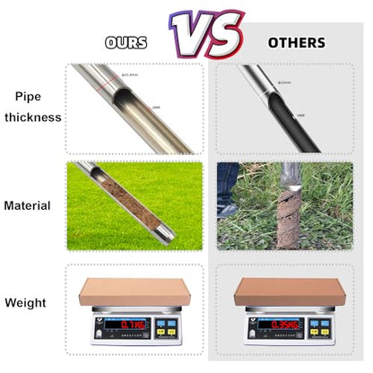 Soil Sample Probe 12 Inch with Reusable Soil Sampler Bags,Stainless Steel T-Style Handle Soil Test Kit,Soil Probe Rod for Soil Sampling Plant Care/Agriculture/Garden/Farm/Golf Course (12”S/T-Style) - size: 12”S/T-Style