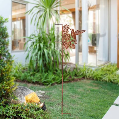 35'' Tall Hummingbird Rain Gauge Outdoor with Plastic Tube - color: Hummingbird-Brown