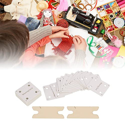Weaving Cards, 30 Pieces Tablet Weaving Card Sturdy Flexible Paper Cards with 2 X Shuttles Replacement for Inkle Weaving Supplies, Weaving