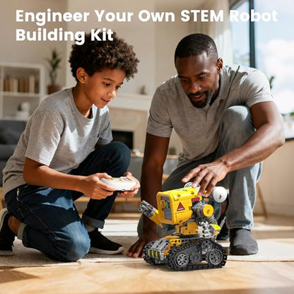 5-in-1 STEM Robot Building Kit, APP & Remote Control Robotics Kit - color: Yellow