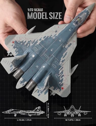 SEBUNAS 1/72 SU-57 Quick Build Fighter Jet Assemble Model Toy - color: 02.SU-57S