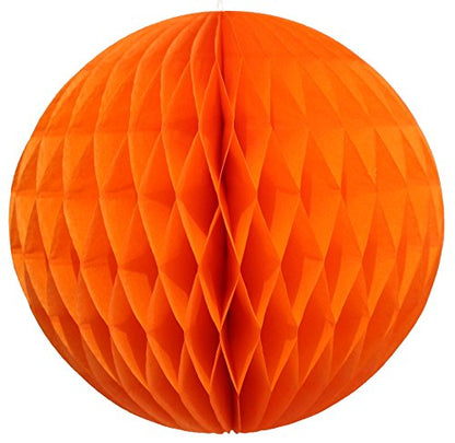 Orange Honeycomb Balls, Set of 3 (12 inch, 8 inch, 5 inch) - color: Orange