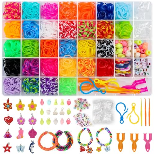 Loom Rubber Band Bracelet Kit, 3000+ 30-Color, Storage Case, Ages 8+ - color: 3000 Pcs