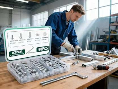 80 pcs M8 T Nut Screws Kit for 4040 4080 Aluminum Extrusion, 26 pcs Silver M8x12/16/20mm Hexagon Socket Stainless Steel Screws and 26 M8 Drop in T-Nuts, 28 Washers with Hex Wrench - style: 80pcs 40 Series Screws Kit Silver