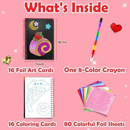 FUNNYB&G Foil Art Craft Kit for Kids, Sparkly Birthday Gift Toy for Girls - style: Food