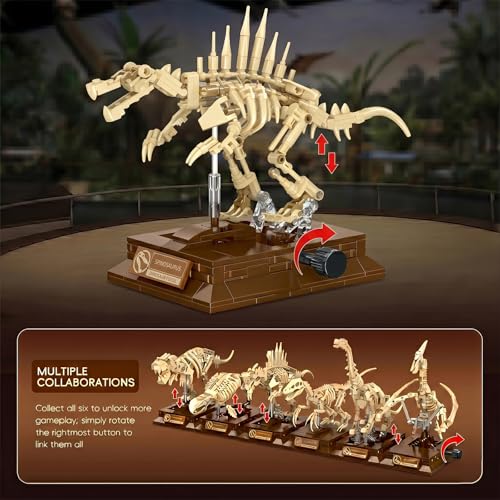 DRZYJ Spinosaurus Dinosaur Fossil Building Set, 268Pcs Movable Spinosaurus Skeleton Model Kit with Museum Display Stand, Educational Dinosaur Toy for Kids 8+, Great Gift for Dinosaur Collectors - style: Spinosaurus