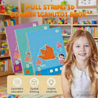 SHENSENCHAO Pulling string 3D geometry learning book with woven rope design toy teaching roll and surface area formula, DIY solid geometry model book, cultivating mathematical thinking (15 models)