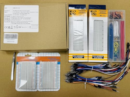 Breadboard Jumper Wire Kit:2×830&400 Breadboards,130 Flexible+280 Jumpers,1 Tweezer for Arduino Raspberry Pi - style: 2PACK