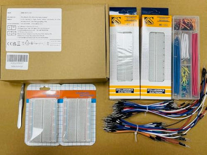 Breadboard Jumper Wire Kit:2×830&400 Breadboards,130 Flexible+280 Jumpers,1 Tweezer for Arduino Raspberry Pi - style: 2PACK