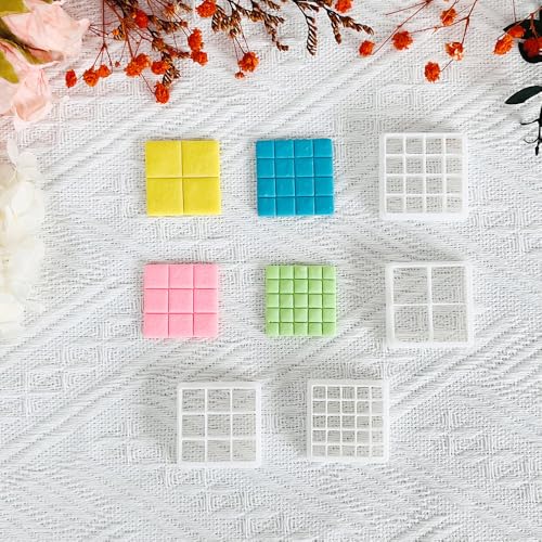 Xaekicr Grid Square Polymer Clay Cutters Set – 4PCS Geometric Clay Cutters for DIY Jewelry Making, Clay Tools for Polymer Clay Molds and Earring Projects - color: L color