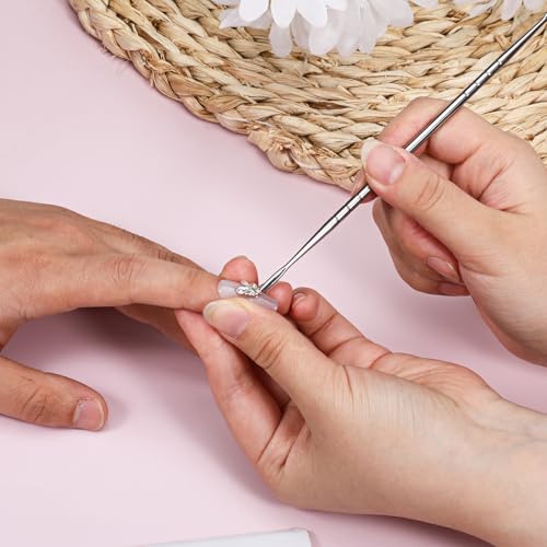 3 Pcs Nail Art Sculpture Pen, Stainless Steel Nail Sculpting Tool Dual-Head 3D Gel Pen Nails Dotting Tool Silver Nails Art Design Tools for Salon Home DIY
