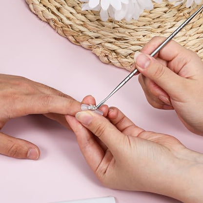 3 Pcs Nail Art Sculpture Pen, Stainless Steel Nail Sculpting Tool Dual-Head 3D Gel Pen Nails Dotting Tool Silver Nails Art Design Tools for Salon Home DIY