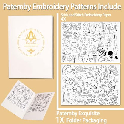 Patemby Embroidery Pattern Water Soluble Embroidery Stabilizers, Stick and Stitch Embroidery Paper Wash Away with Pre-Printed Pattern Designs Stencils Transfers for Hand Sewing Lover Beginner - color: Boho, Pack of 2