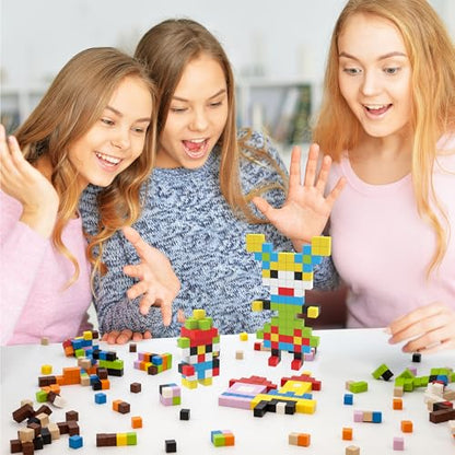 Picasso Cubes 0.5” Pixel Magnetic Puzzle Cube 200 Piece Mix & Match Sensory Toys STEAM Education Learning Building Block Magnets Children Construction Toy Set Stacking Magnet Creative Kit PMC200 - style: 200pc