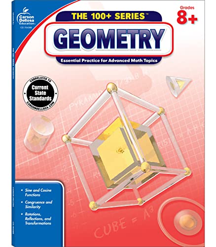Carson Dellosa The 100 Series Geometry Workbook, Math Book for Grades 8 and Up Covering Trigonometry, Geometric Equations, and More, Classroom or Homeschool Curriculum (Volume 7)