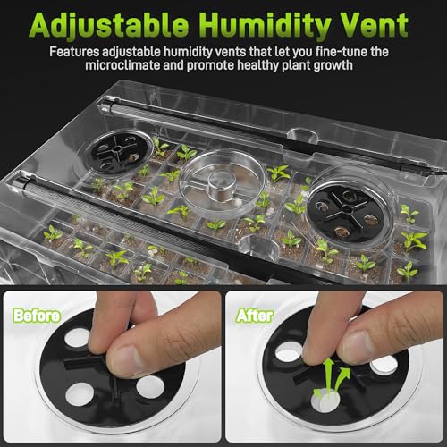 Mulctun 120-Cell Seed Starter Tray with Grow Light, Seedling Starter Trays with 4.08" Humidity Dome, Self-Watering Plant Germination Trays,Seed Starter Kit for Seeds Growing (Black) - size: 2 Pcs