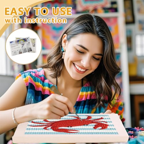 DOODLREAM Cute Crab DIY Punch Needle Embroidery Kit for Beginner - color: Crab