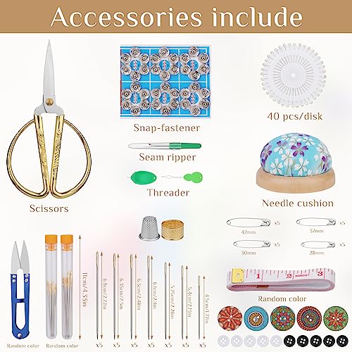 SHWAKK Sewing Kit, Wooden Sewing Kit Box for Adults Beginner Traveler
