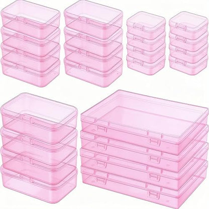 LJY 24 Plastic Boxes, 4 Sizes for Beads - color: Pink