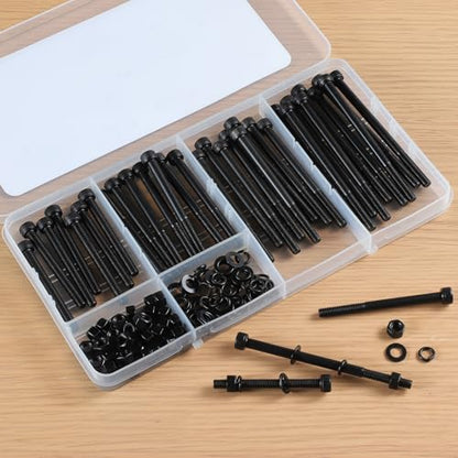 128 PCS M5 Screws Assortment Kit, 12.9 Grade Alloy Steel M5 Bolts Kit, M5x 50/60/70/80mm, Hex Socket Head Cap Screws Bolts Nuts Washers Set - size: M5x 50/60/70/80mm