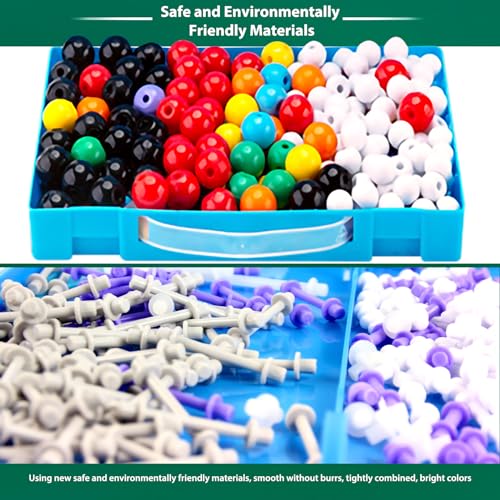 EXBEPE Organic Chemistry Molecular Model Kit 206pc Middle,High School Supplies, Educational Science Set Gift for Student to Learn Structure and Reactions