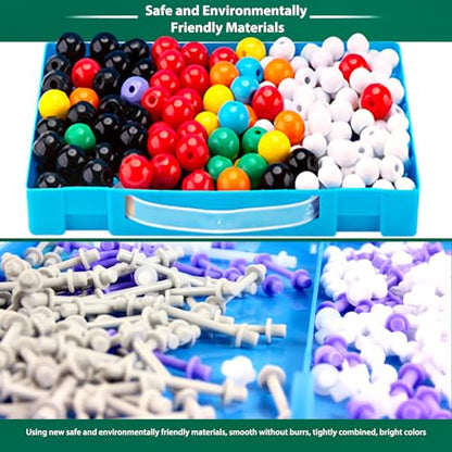 EXBEPE Organic Chemistry Molecular Model Kit 206pc Middle,High School Supplies, Educational Science Set Gift for Student to Learn Structure and Reactions