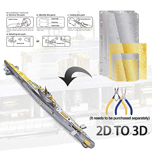 Piececool 3D Metal Puzzles for Adults, Military Submarine Metal Model Building Kits for Stress Relax, Great Christmas Birthday Gifts - color: Submarine